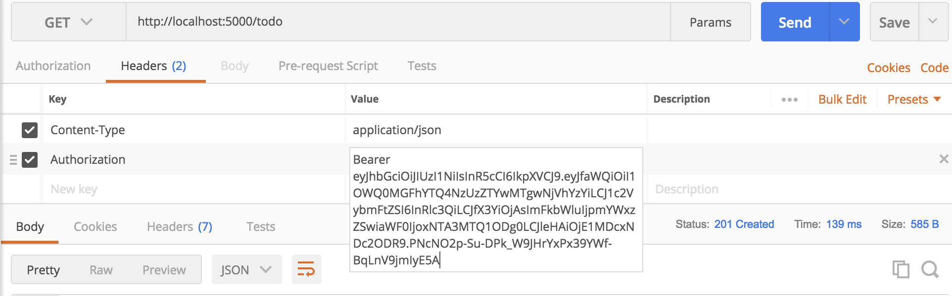 authorization token in postman